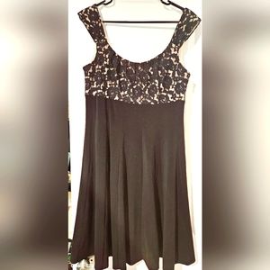Black dress with black and cream lace top.